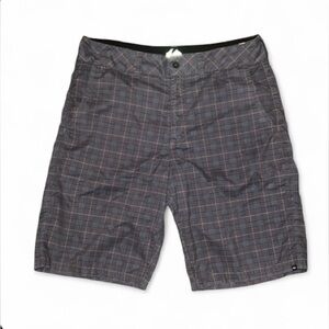 Quiksilver Mens Gray Plaid Shorts- Waist 34